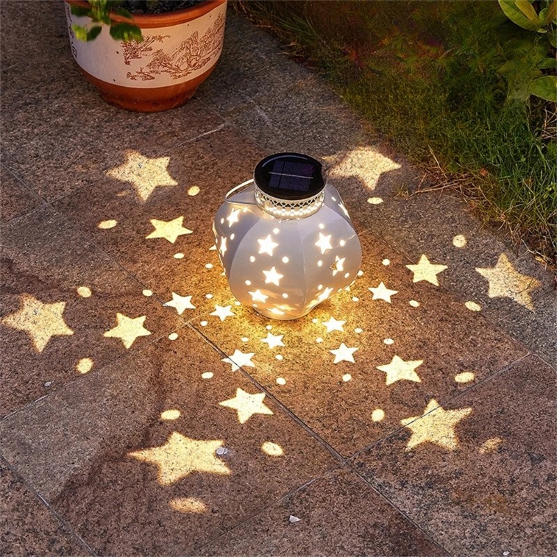 String Light Outdoor - โคมไฟโปรเจคเตอร์รูปดาวสำหรับสวน ไฟโซลาร์แขวนกลางแจ้ง โคมไฟโซลาร์แบบแขวนย้อนยุค พร้อมหูหิ้ว ตกแต่งสวนภายนอก