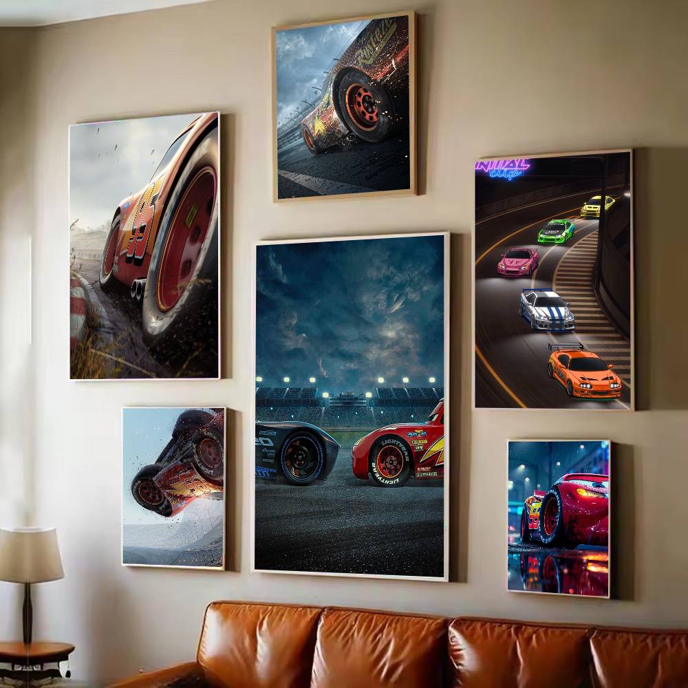 Lighting Mcqueen Decor - รถยนต์ 3 ฟิล์มLightning McQueenโปสเตอร์Self-Adhesive Artกระดาษกันน้ําสติกเกอร์Coffee House