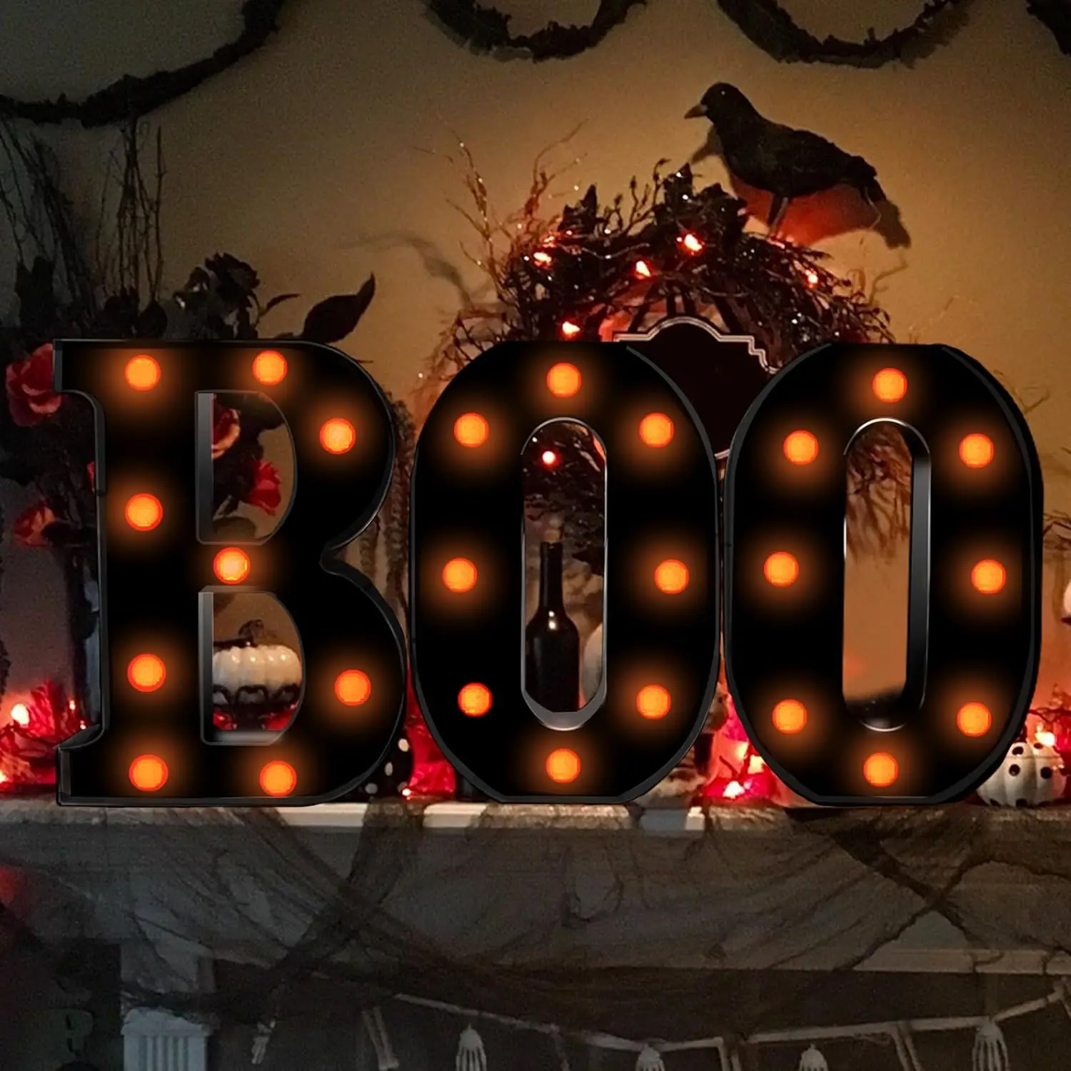 Light Up Letters Marquee - ไฟตกแต่งฮาโลวีนในร่ม - ไฟตัวอักษร LED 3 ดวง