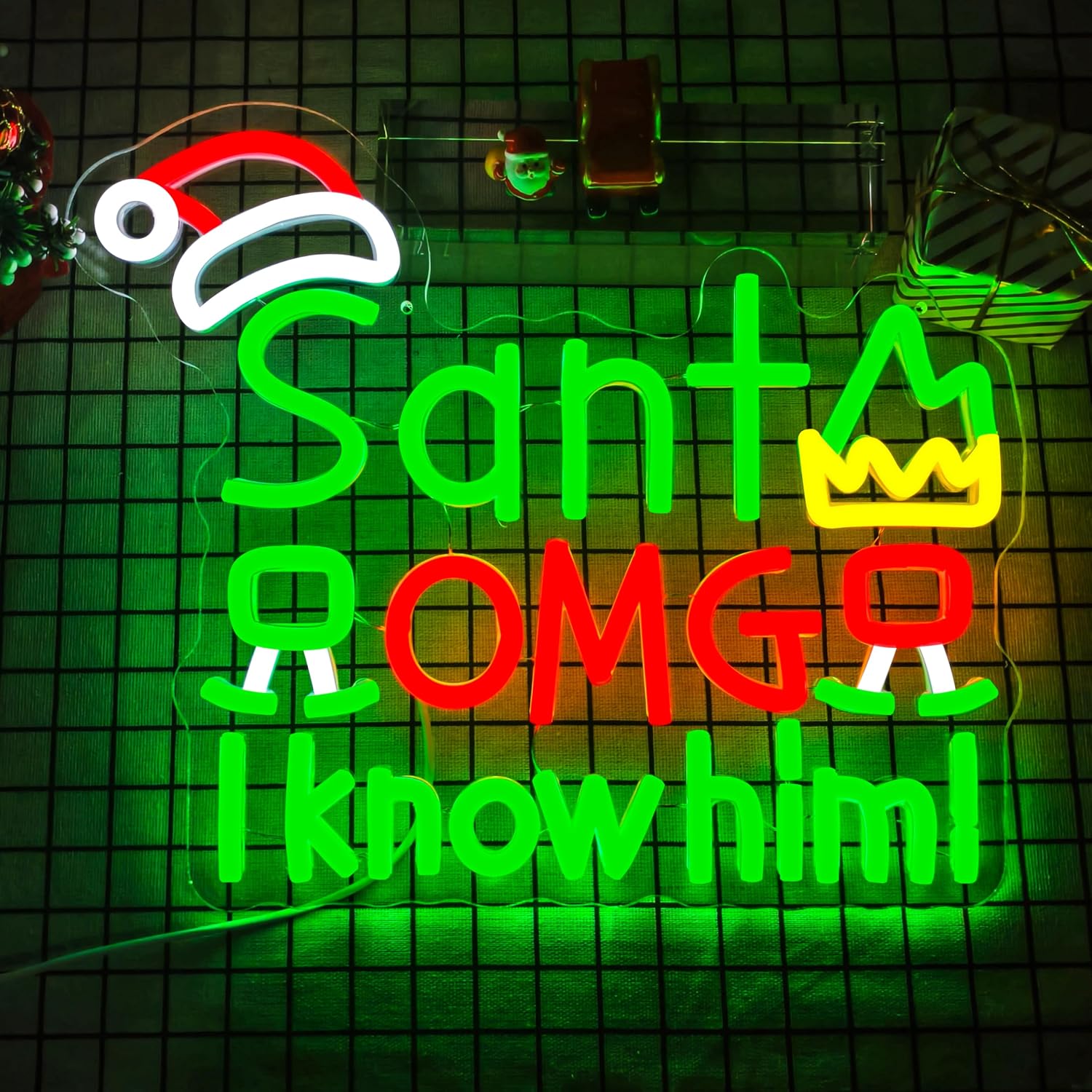 Santa'S Elves Holiday Lighting & Decor Llc - ป้ายไฟนีออน USB Santa OMG I Know