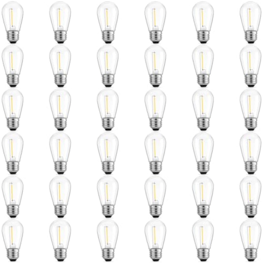 String Light Outdoor - หลอดไฟ LED S14 36 แพ็คสำหรับไฟประดับกลางแจ้ง, หลอดไฟเอดิสันแบบกันแตกสำหรับไฟประดับลานบ้านกลางแจ้งกันน้ำ