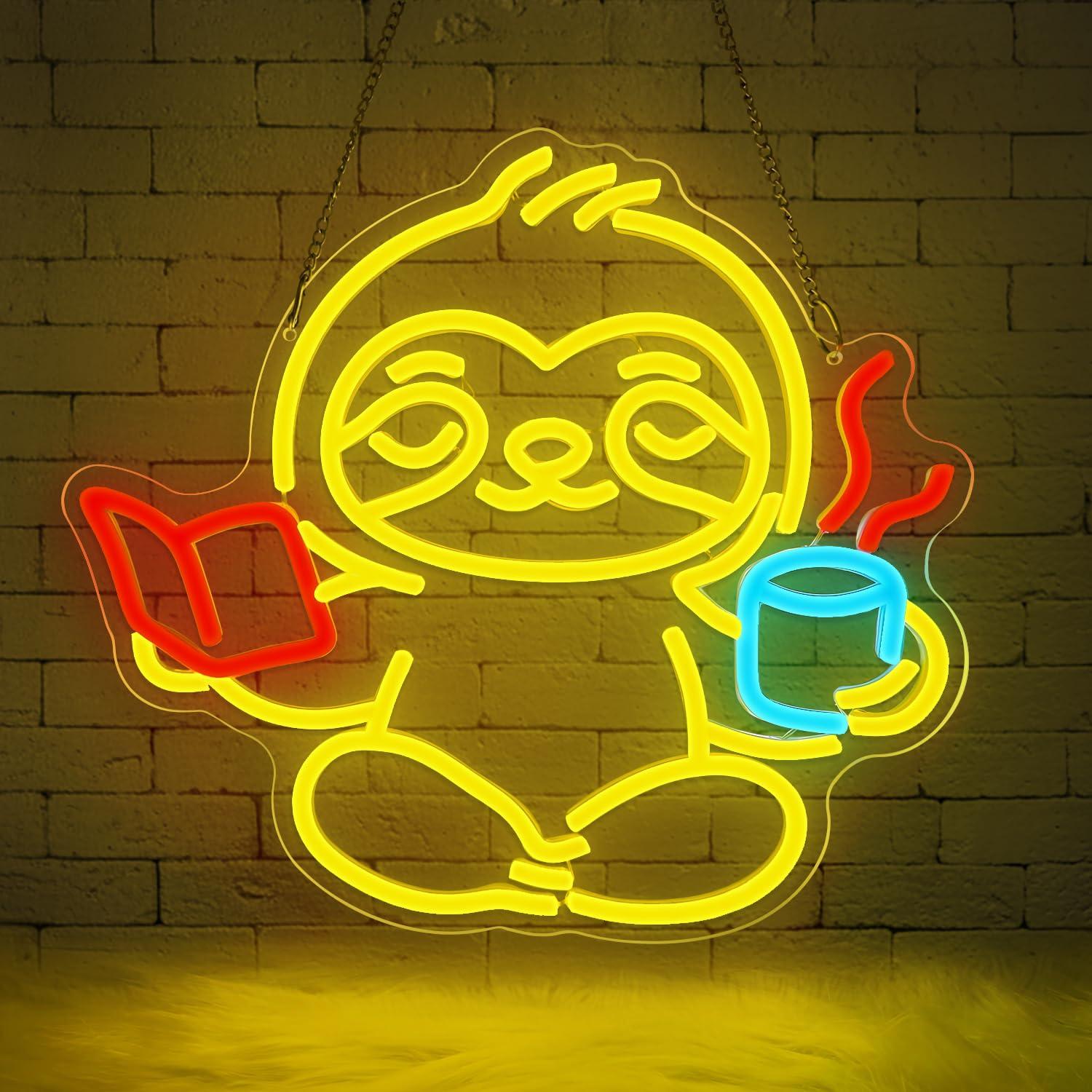 Lighting Decor For Living Room - ป้ายไฟนีออนรูปสลอธ ไฟ LED ปรับความสว่างได้ ใช้พอร์ต USB