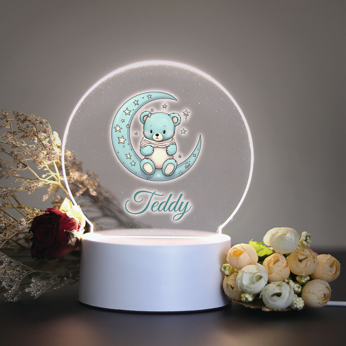 Led Moon Lamp - โคมไฟตั้งโต๊ะรูปหมีดวงจันทร์แบบกำหนดเองได้ 1 ชิ้น สำหรับตกแต่งบ้าน ห้องนอน ไฟกลางคืนแบบ