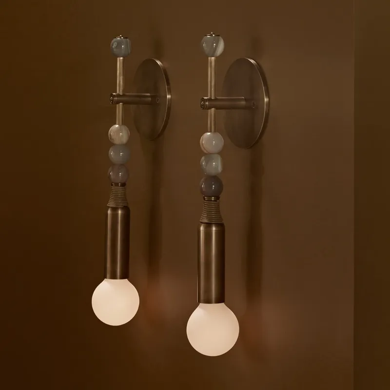Lighting Decor For Living Room - โคมไฟติดผนังสไตล์นอร์ดิกวินเทจ สำหรับตกแต่งบ้าน ห้องนั่งเล่น ห้องนอน โรงแรม ทำจากทองเหลืองแท้