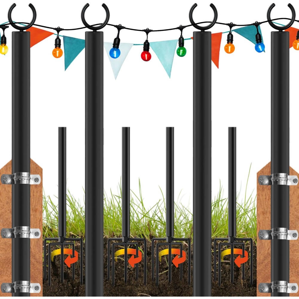 String Light Outdoor - เสาไฟประดับ Land·voi แบบ 4 ชิ้น, เสาไฟโลหะสำหรับงานหนัก