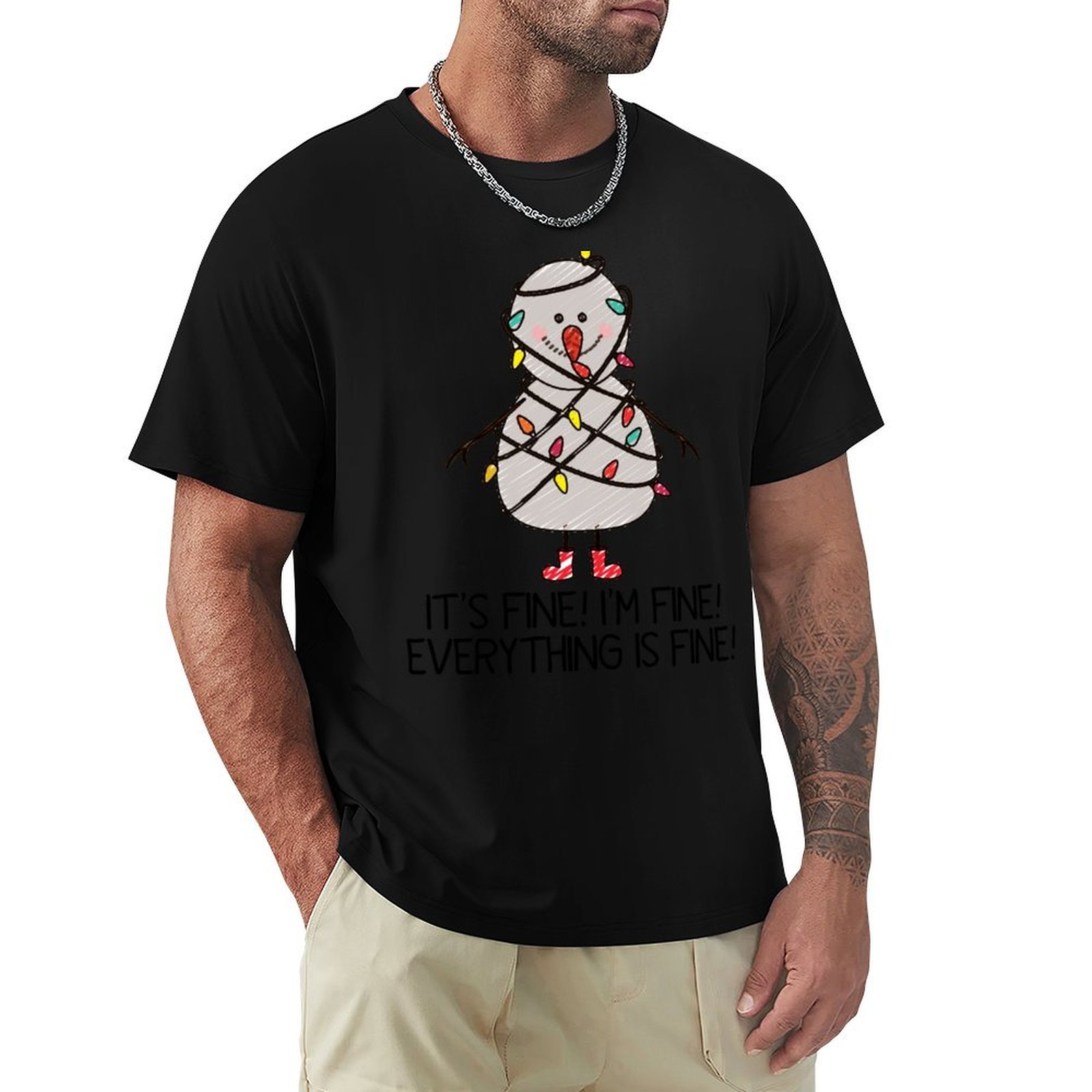 Santa'S Elves Holiday Lighting & Decor Llc - เสื้อสเวตเตอร์วันหยุดลายตลก - ฉันสบายดี ไฟประดับพันกัน ซานตาคลอส คริสต์มาส