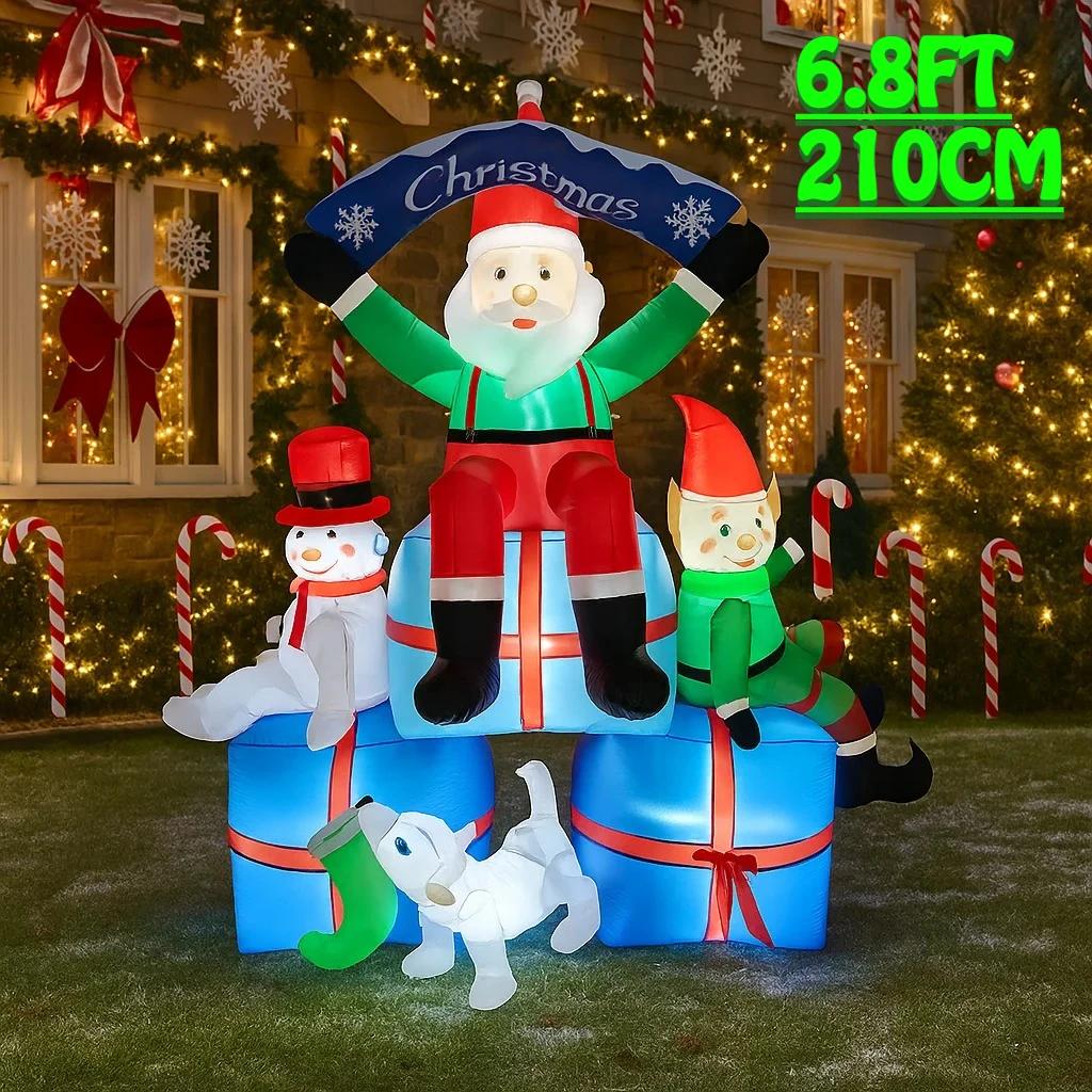 Santa'S Elves Holiday Lighting & Decor Llc - โมเดลเป่าลมรูปซานต้า มนุษย์หิมะ เอลฟ์ สุนัข ขนาด 2.1