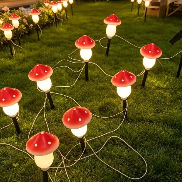 String Light Outdoor - ไฟประดับรูปเห็ดพลังงานแสงอาทิตย์ กันน้ำ สำหรับตกแต่งสวน สนามหญ้า ลานบ้าน คริสต์มาส
