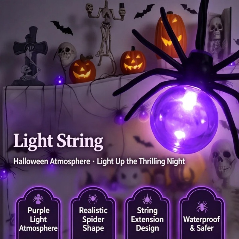ไฟสาย LED รูปแมงมุมใช้พลังงานจ - String Light Outdoor บทวิจารณ์และราคา