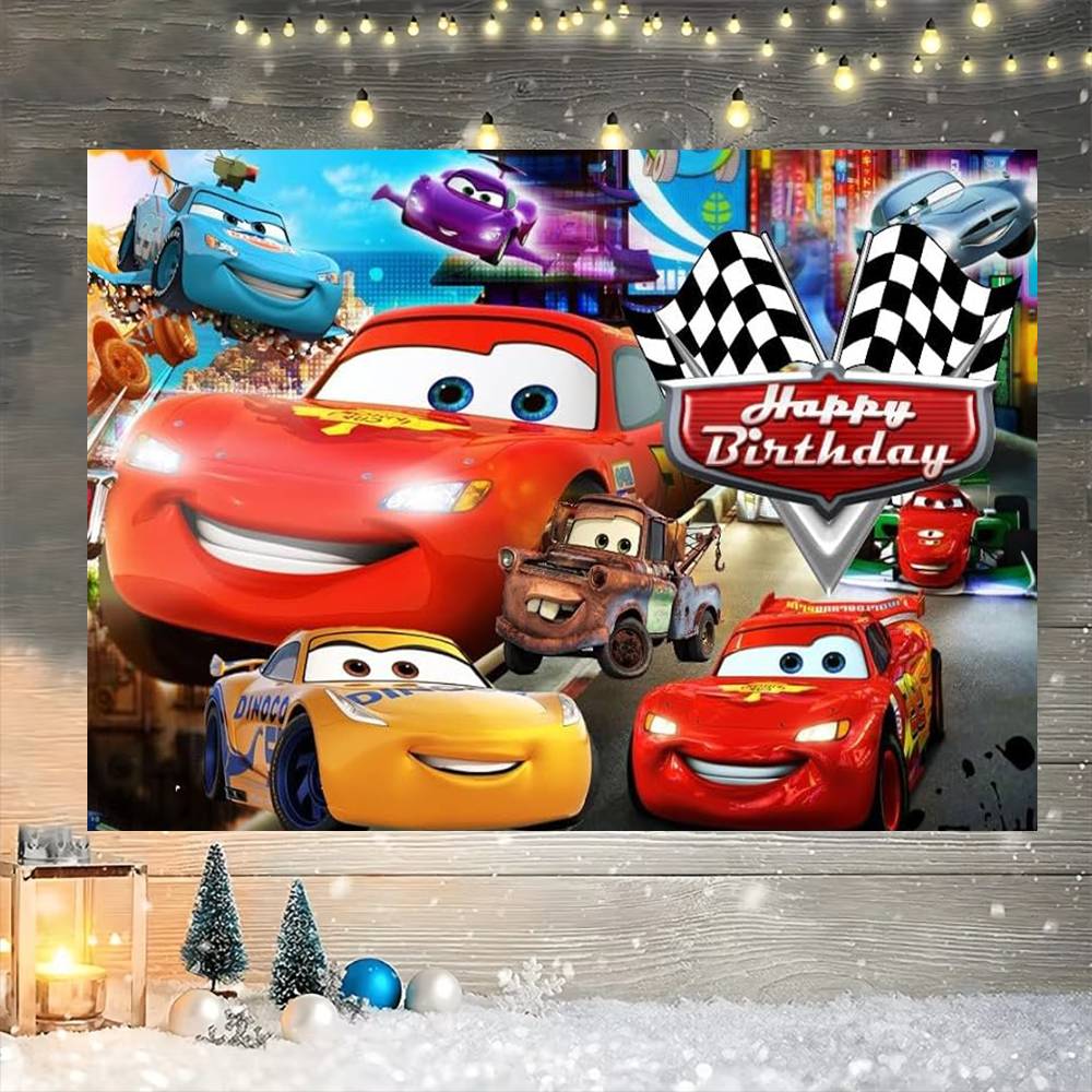 ฉากหลังตกแต่งงานปาร์ตี้ธีมรถยน - Lighting Mcqueen Decor บทวิจารณ์และราคา