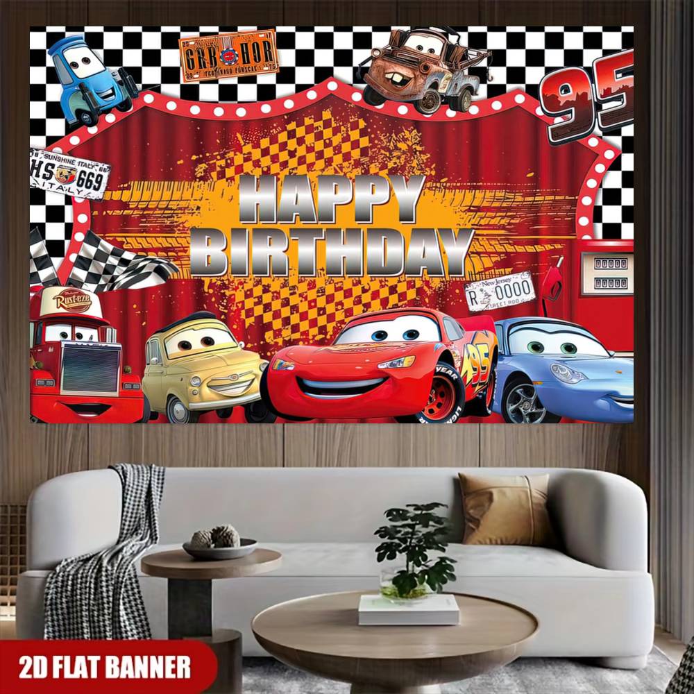 ฉากหลังตกแต่งงานปาร์ตี้ธีมรถยน - Lighting Mcqueen Decor บทวิจารณ์และราคา