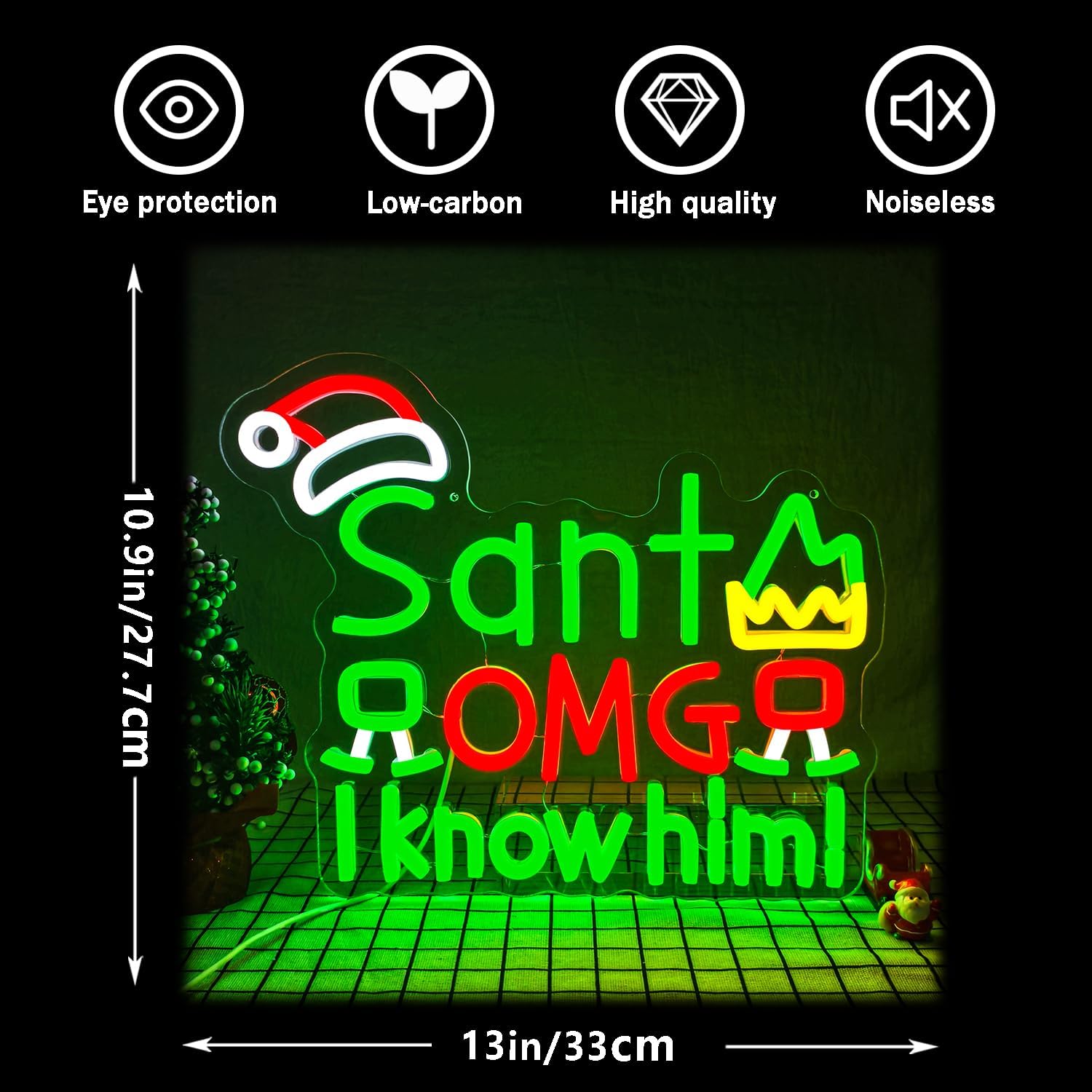 ป้ายไฟนีออน USB Santa OMG I Kn - Santa'S Elves Holiday Lighting & Decor Llc บทวิจารณ์และราคา