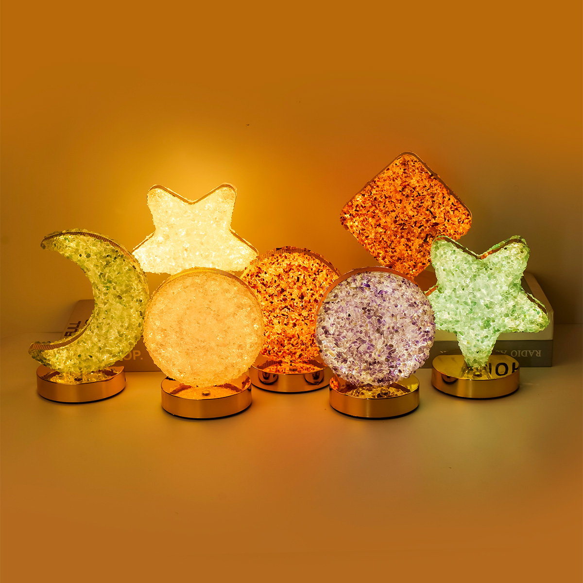 คริสตัลธรรมชาติกรวด LED ไฟกลาง - Led Moon Lamp บทวิจารณ์และราคา
