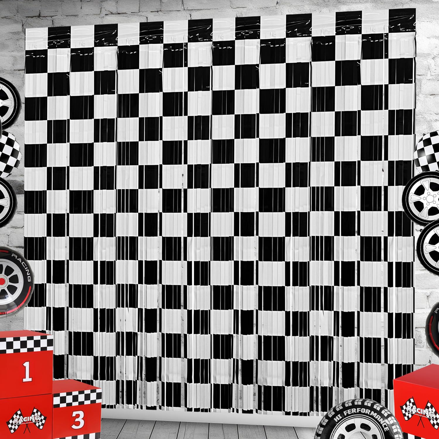ฉากหลังงานวันเกิดธีมรถแข่ง ผ้า - Lighting Mcqueen Decor บทวิจารณ์และราคา