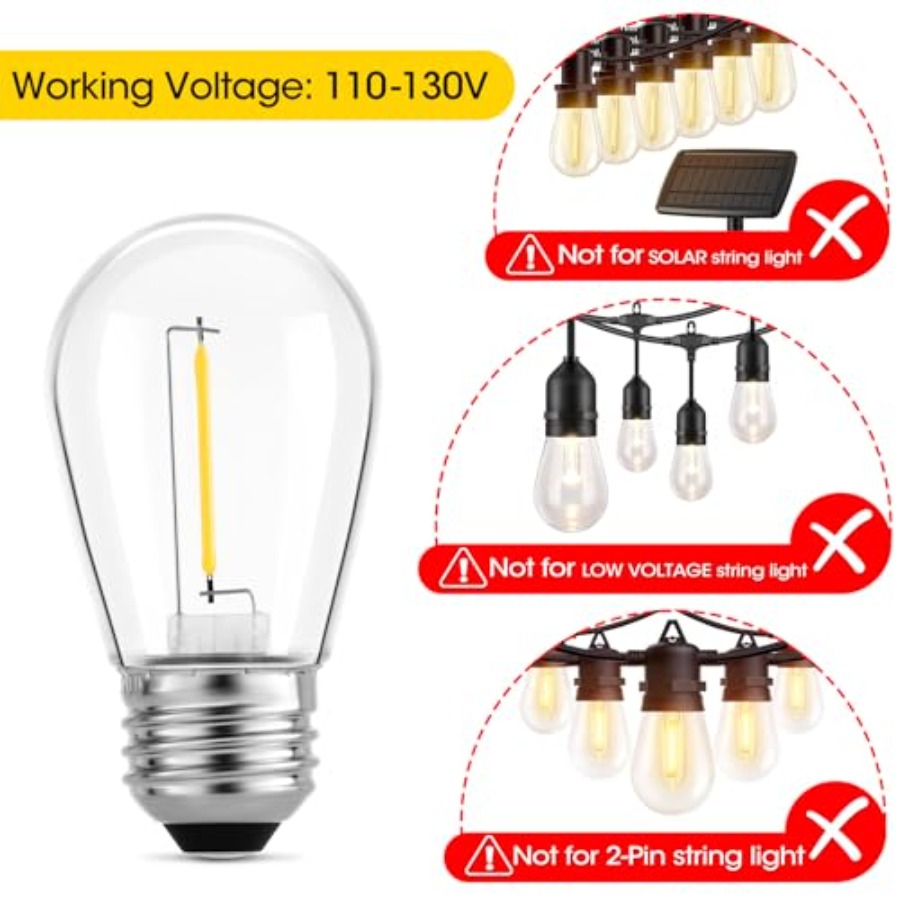 หลอดไฟ LED S14 36 แพ็คสำหรับไฟ - String Light Outdoor บทวิจารณ์และราคา