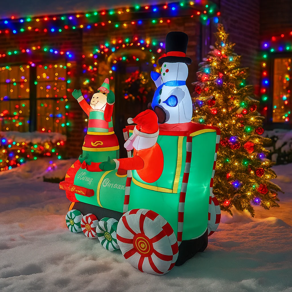 รถไฟซานตาคลอสเป่าลมขนาด 1.8 เม - Santa'S Elves Holiday Lighting & Decor Llc บทวิจารณ์และราคา