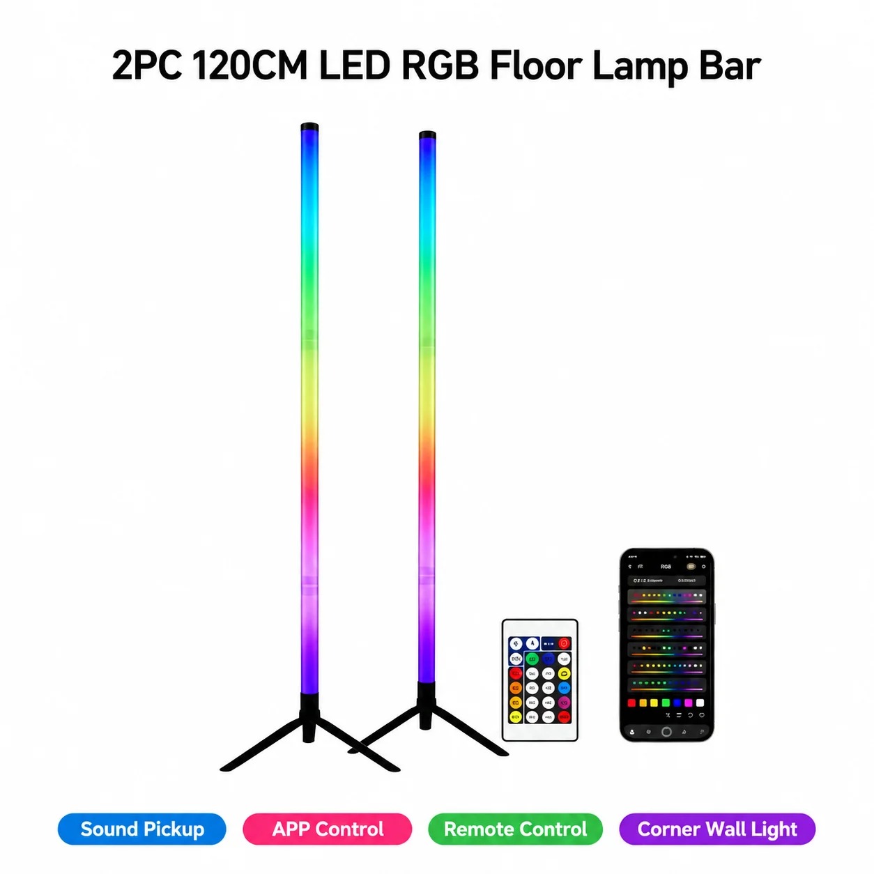 โคมไฟตั้งพื้น RGB ขนาด 120 ซม. - Lighting Design Decor บทวิจารณ์และราคา