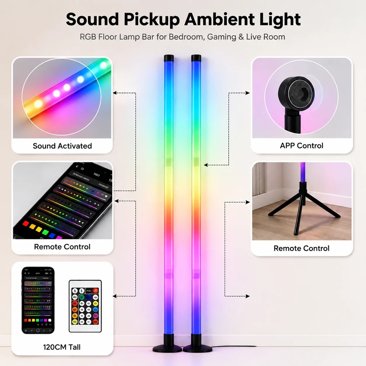 โคมไฟตั้งพื้น RGB ขนาด 120 ซม. - Lighting Design Decor บทวิจารณ์และราคา